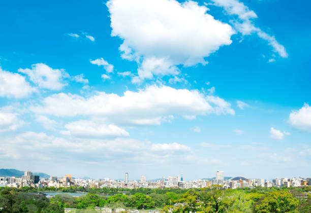 landscape of Fukuoka city landscape of Fukuoka city town stock pictures, royalty-free photos & images