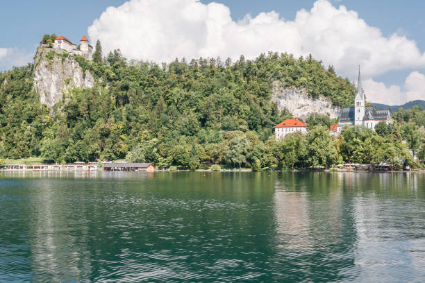 Landscape of lake Bled, Slovenia stock photo