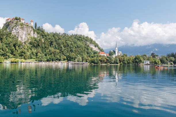 Landscape of lake Bled, Slovenia stock photo