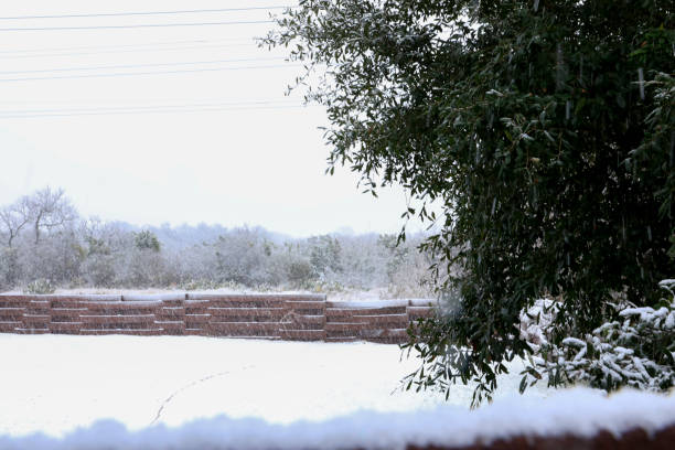 Landscape photo of Texas snow storm stock photo