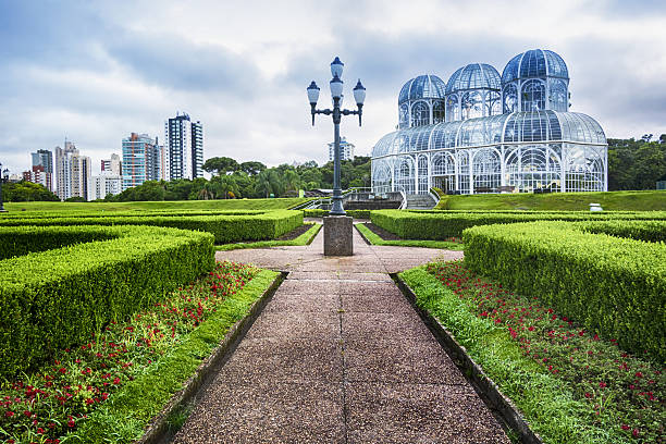 Landscape view of a garden in Curitiba, Brazil stock photo