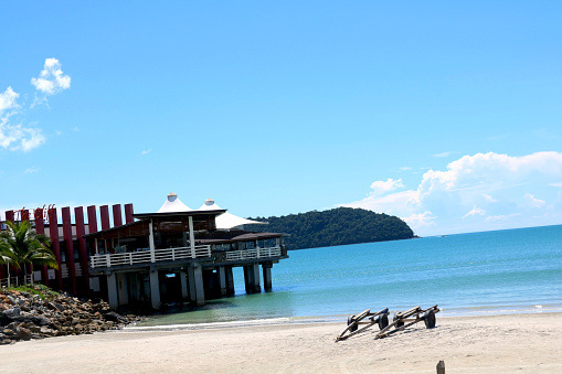 Landscape View  Of Pantai  Cenang Beach Stock Photo 