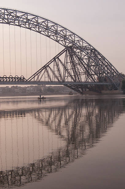 Lansdowne & Ayub Bridges Over River Indus, Sukkur, Pakistan stock photo