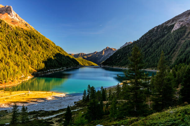 Lappago Lake (Neves Lake) - A Glacier Lake situated in The Alps Valley (Aurina Valley) stock photo