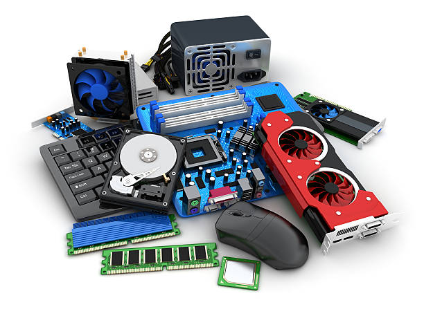 Laptop and computer parts Laptop and computer parts (done in 3d rendering) computer part stock pictures, royalty-free photos & images