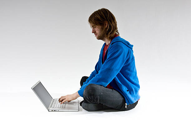laptop man profile stock photo