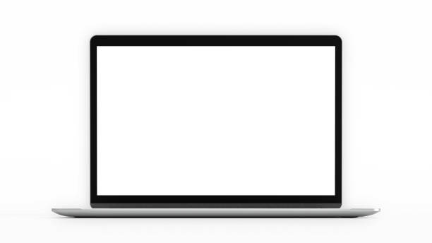 ordinateur portable avec écran blanc. - mockup photos et images de collection