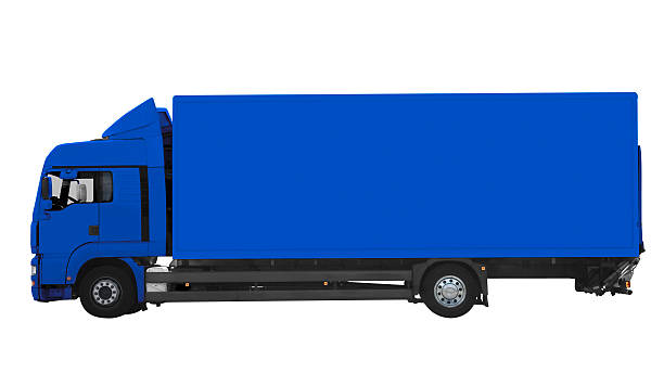 Large blue truck on white background with path stock photo