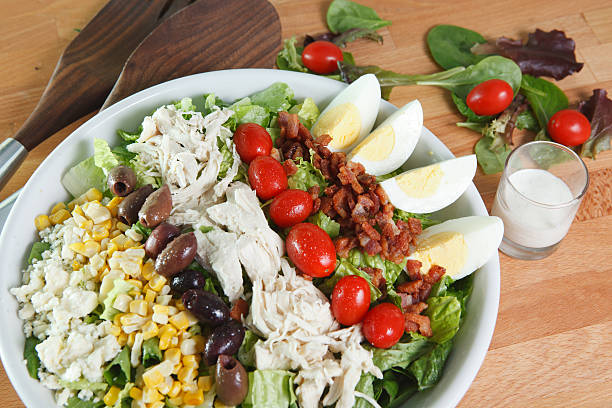 Large Cobb Salad with Dressing stock photo