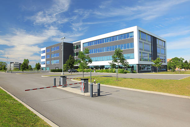 Large Gated Access Office Building stock photo