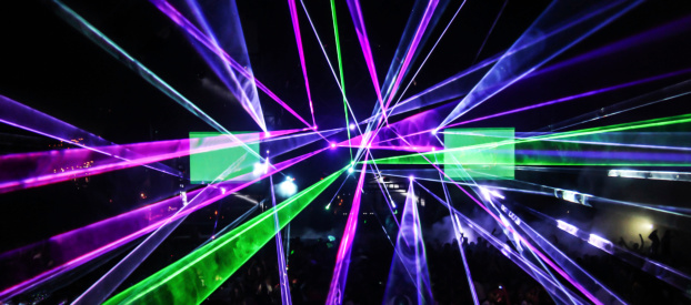 Laser beams in open air event