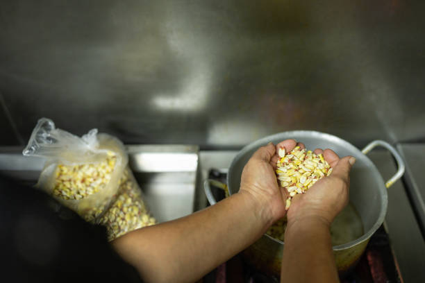 Latina woman's hands with corn to cook Latina woman's hands with seeds of corn to cook for a Peruvian ceviche hot peruvian women stock pictures, royalty-free photos & images