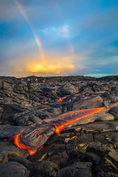Lava flowing on Hawaii's Big Island stock photo