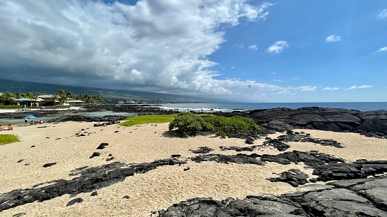 Lava sand beach in big island Hawaii