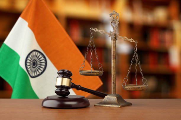 Law and Justice Gavel And Scales Of Justice and  National flag of India Law stock pictures, royalty-free photos & images