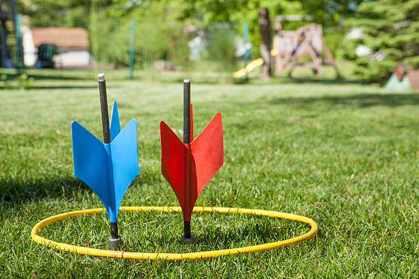 lawn darts in ring stock photo