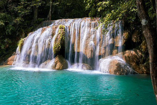 Waterfall national park in Thailand with clean river.