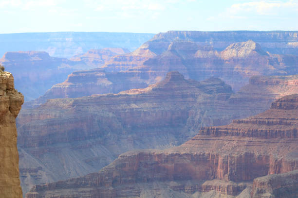Layers of Canyon within the Grand Canyon Landscape with Haze stock photo