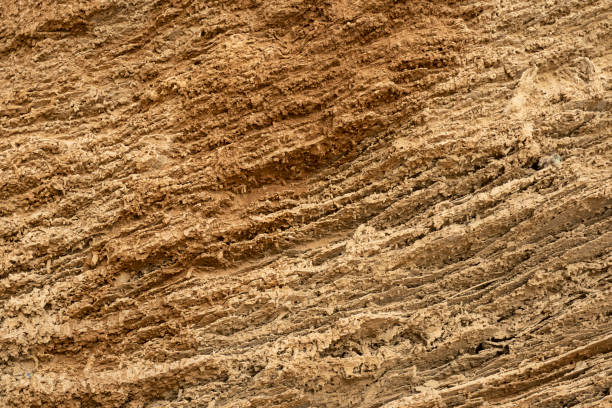 Layers of limestone near the Mediterranean Sea stock photo