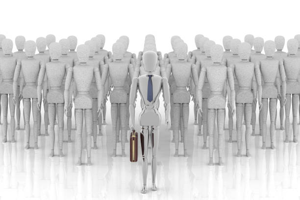 Leader. Leadership. Model in the foreground - 3D illustration stock photo
