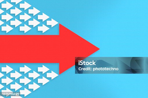 istock Leadership Concepts with Arrows on Blue Background 1371794499