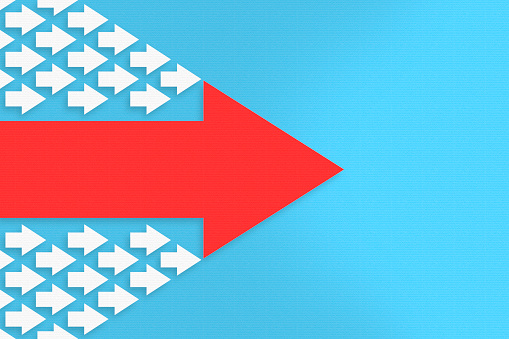 Leadership Concepts with Arrows on Blue Background