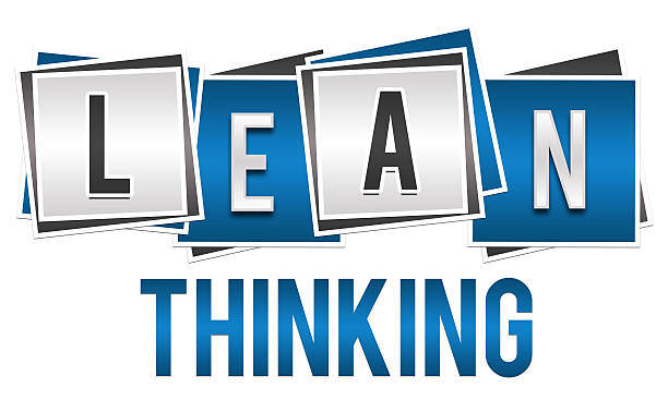 Lean Thinking Blue Silver Blocks Lean thinking image with alphabets written over blue silver blocks. leaning stock pictures, royalty-free photos & images
