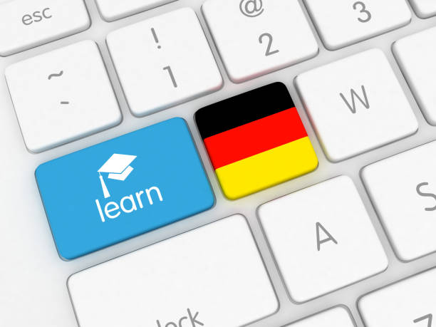 deutsch lernen online-sprache übersetzen e-learning - deutsche sprache stock-fotos und bilder