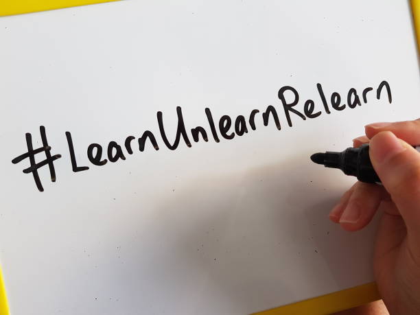 Learn Unlearn Relearn concept. Upgrading, reskilling and upskilling stock photo
