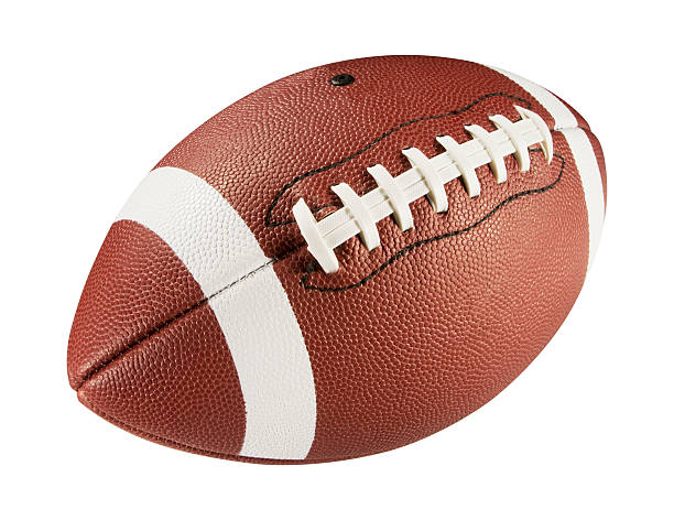 Leather American football on white background American football path american football stock pictures, royalty-free photos & images