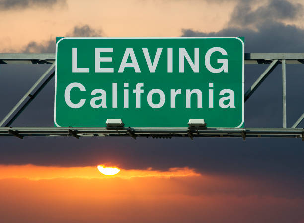Leaving California A road sign that says "Leaving California." bills patriots stock pictures, royalty-free photos & images
