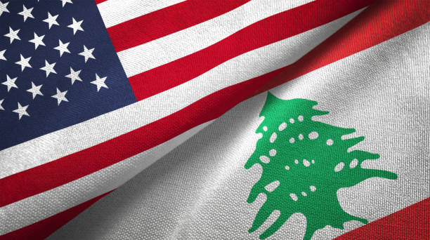 Lebanon and United States two flags together realations textile cloth fabric texture Lebanon and United States flags together realtions textile cloth fabric texture Lebanon Flag stock pictures, royalty-free photos & images