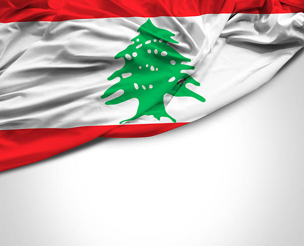Lebanon waving flag on white background  Lebanon Flag stock pictures, royalty-free photos & images