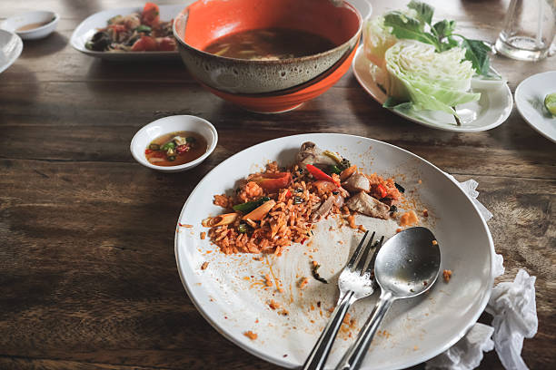 Left over of Thai Tom Yam Fired Rice. stock photo