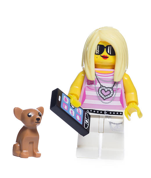 Lego Girl Trendsetter with Dog stock photo