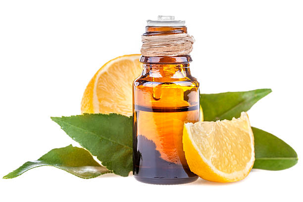 lemon essential oil stock photo
