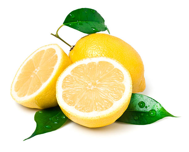 Lemon "Fresh lemon on white. This file is cleaned, retouched, contains" citrus fruit stock pictures, royalty-free photos & images