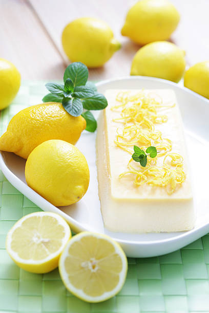 lemon semifreddo stock photo