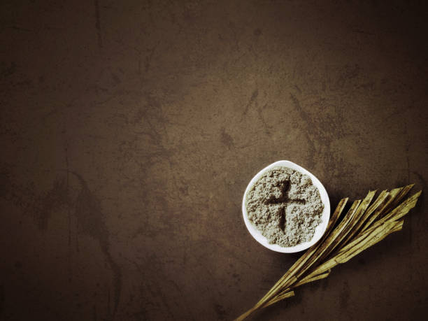 Lent Season,Holy Week and Good Friday Concepts - Image of ash with palm leave in vintage background. Stock photo. lent stock pictures, royalty-free photos & images