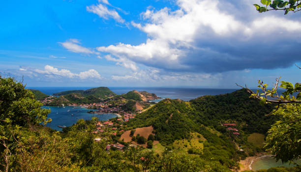 Les Saintes island, view from the Camel stock photo