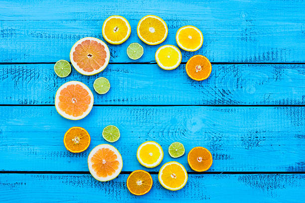 Letter C made of citrus fruits stock photo