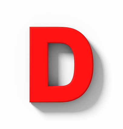 Letter D 3d Red Isolated On White With Shadow Orthogonal Projection ...
