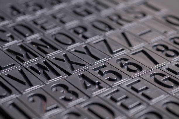 letterpress alphabet and numbers background - 6 7 ��r bildbanksfoton och bilder