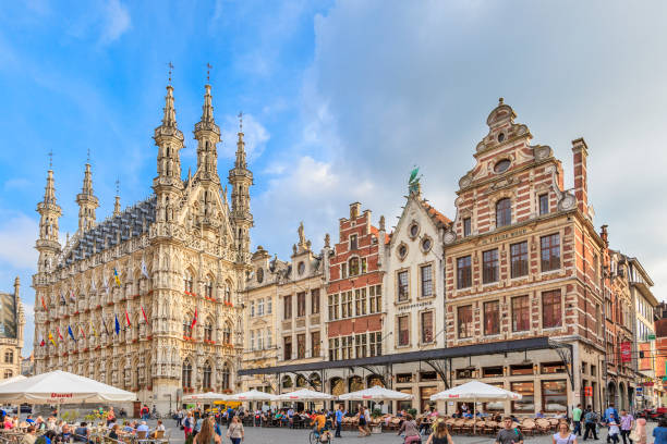 Leuven - Grote Markt & Town Hall, Belgium stock photo
