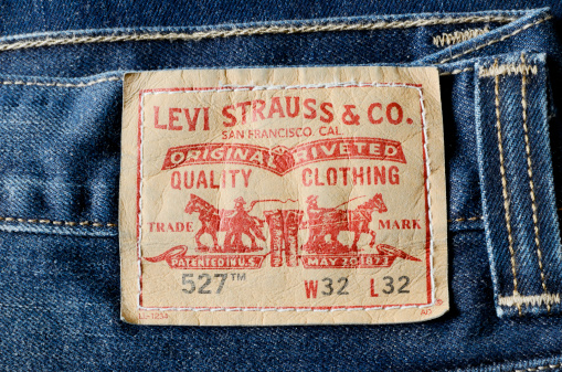 Levi Strauss Label On A Pair Of Mens Blue Jeans Stock Photo - Download ...