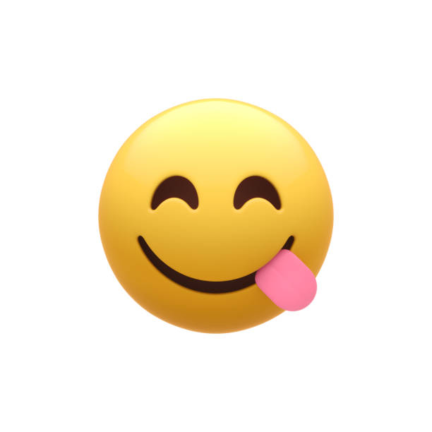 Licking Lips Smiley Face 3D Generated Emoji stick out tongue emoji stock pictures, royalty-free photos & images
