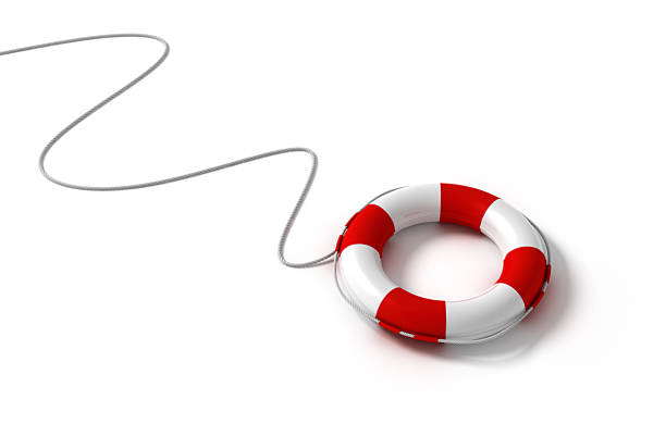 Life saving ring attached to a rope  stock photo