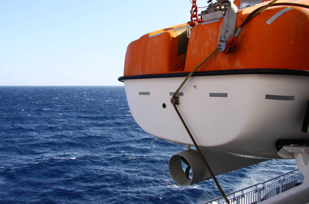 Lifeboat at Aegean Sea stock photo