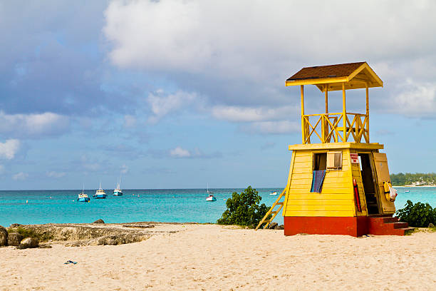 Lifeguard Hut, Barbados stock photo