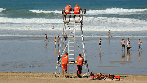 Lifeguards in Biarritz stock photo